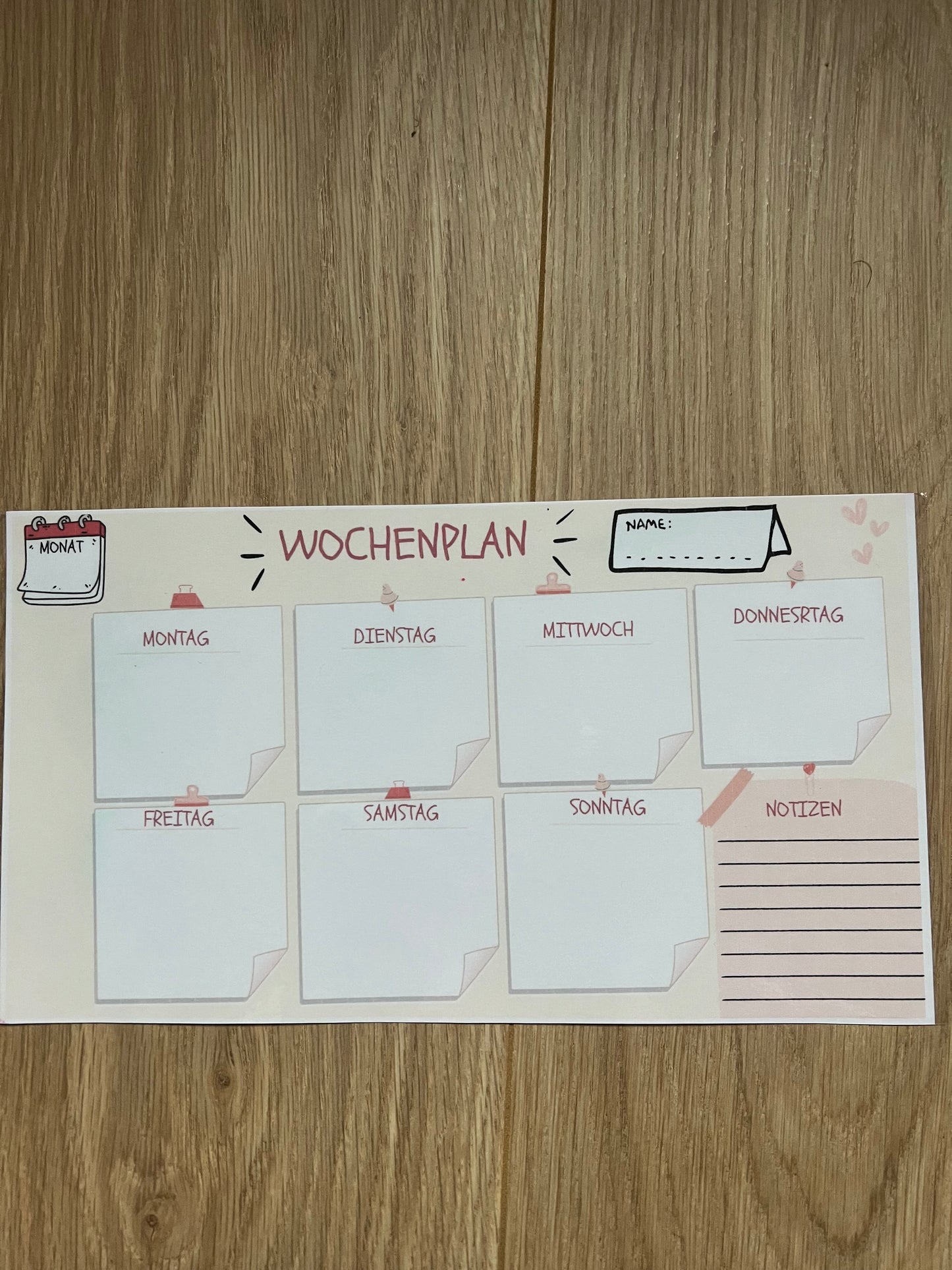 Wochenplaner für Kinder Aufgabenplan