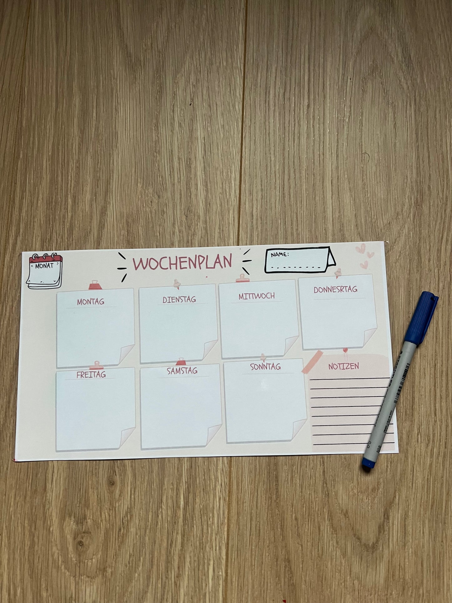 Wochenplaner für Kinder Aufgabenplan